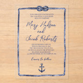Faire-part de mariage acrylique marine côtière (Recto)