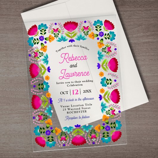 Faire-part de mariage acrylique mexicaine