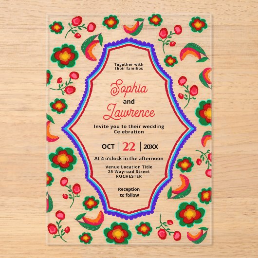 faire-part de mariage acrylique mexicaine (Recto)
