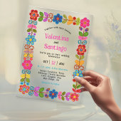 Faire-part de mariage acrylique mexicaine moderne