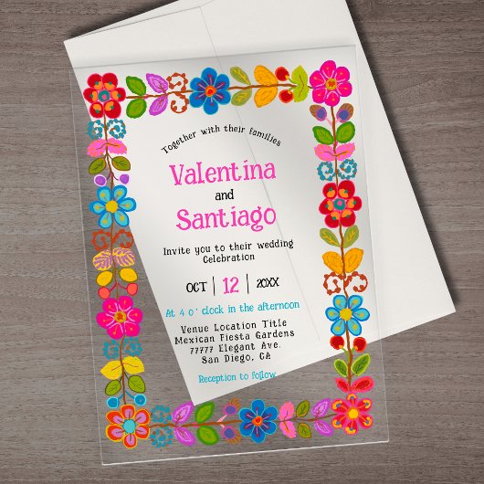 Faire-part de mariage acrylique mexicaine moderne