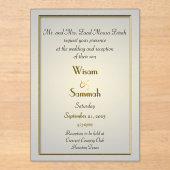 Faire-part de mariage acrylique or classique (Recto)