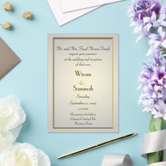 Faire-part de mariage acrylique or classique (Insitu (Mariage))