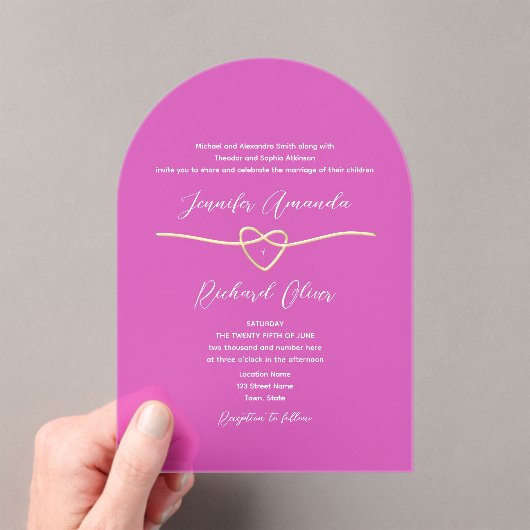 Faire-part de mariage acrylique rose chaud (In situ (ordinateur de poche))