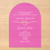 Faire-part de mariage acrylique rose chaud (Recto)