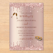 Faire-part de mariage acrylique rose Parties scint (Recto)