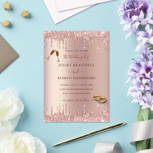 Faire-part de mariage acrylique rose Parties scint (Insitu (Mariage))