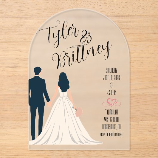 Faire-part de mariage acrylique simple élégance (Recto)