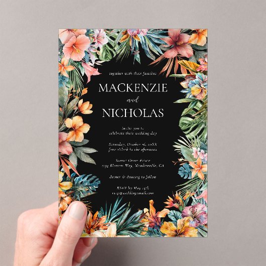 Faire-part de mariage acrylique tropicale florale  (In situ (ordinateur de poche))