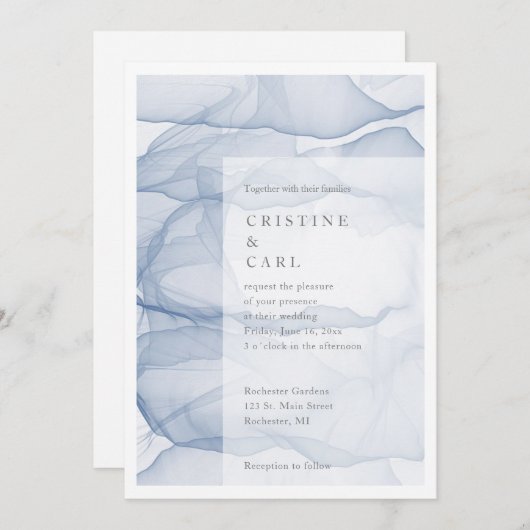 Faire-part de mariage aéré et léger (Devant / Derrière)