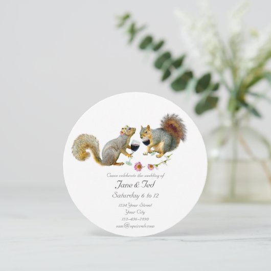 Faire-part de mariage affectueux d'écureuils (Debout devant)