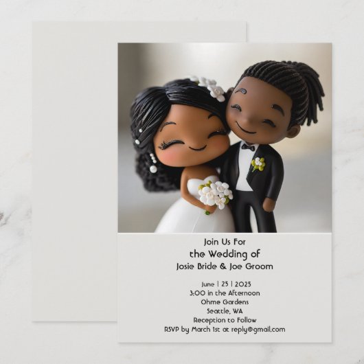 Faire-part de mariage afro-américain le plus migno (Devant / Derrière)