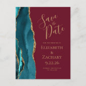 Faire-part de mariage Agate sarcelle Or Bourgogne (Devant)
