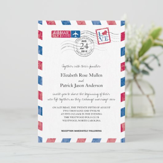 Faire-part de mariage Airmail (Debout devant)