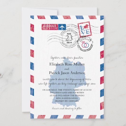 Faire-part de mariage Airmail Allemagne (Devant)