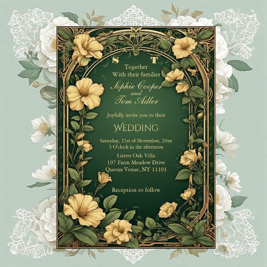 Faire-part de mariage Alphonse Mucha Opulence Flor