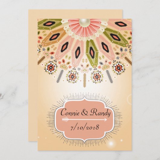 Faire-part de mariage amérindienne (Devant / Derrière)