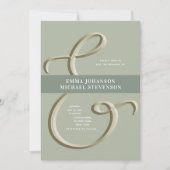 Faire-part de mariage Ampersand Or Vert Sauge (Devant)