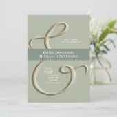 Faire-part de mariage Ampersand Or Vert Sauge (Debout devant)