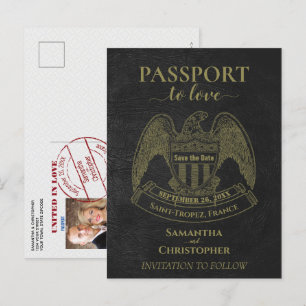 Faire-part de mariage amusant avec passeport noir
