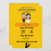 faire-part de mariage amusant et informatif (Devant / Derrière)