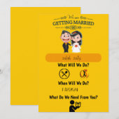 faire-part de mariage amusant et informatif (Devant / Derrière)