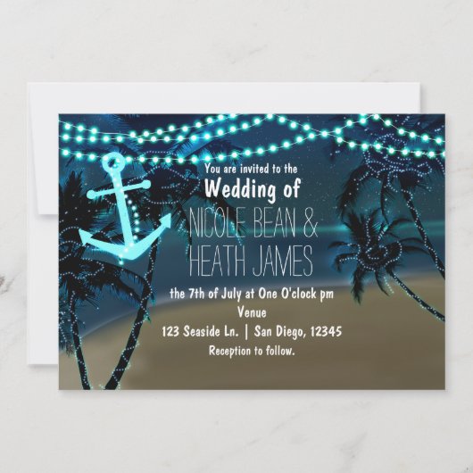 Faire-part de mariage Anchor Lights & Palm Trees (Devant)