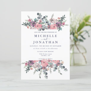 Faire-part de mariage Ancre florale marine