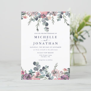 Faire-part de mariage Ancre florale marine