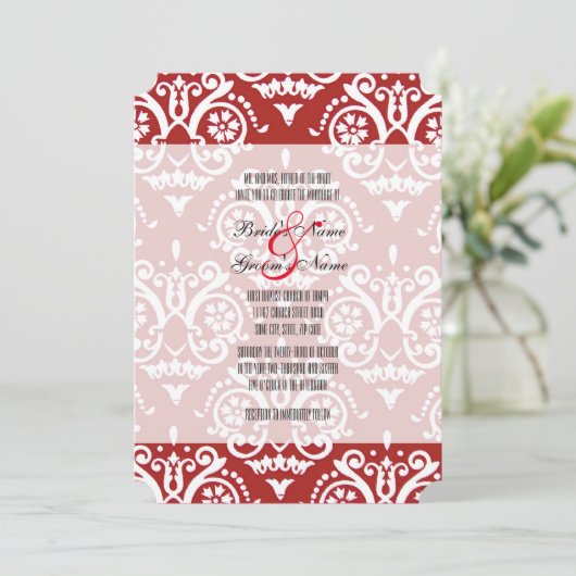 Faire-part de mariage anglais rouge et blanc (Debout devant)