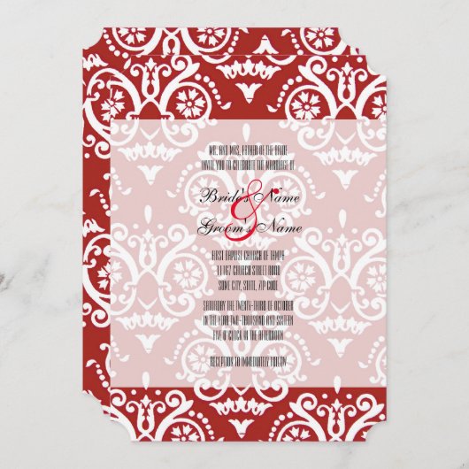 Faire-part de mariage anglais rouge et blanc (Devant / Derrière)