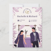 Faire-part de mariage animé beige et violet (Devant)
