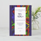 Faire-part de mariage Ankara bleu marine (Debout devant)