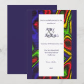 Faire-part de mariage Ankara bleu marine (Devant / Derrière)