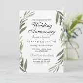 Faire-part de mariage anniversaire de feuille vert (Debout devant)