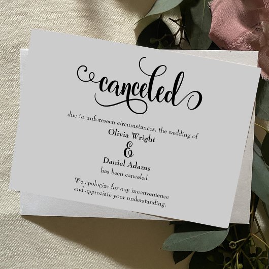 Faire-part de mariage annulé avec un scénario élab