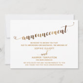 Faire-part de Mariage Annulé Cœur Doré Script (Devant)