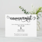 Faire-part de mariage annulé en écriture tourbillo (Debout devant)