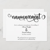 Faire-part de mariage annulé en écriture tourbillo (Devant / Derrière)