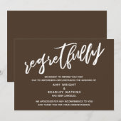 Faire-part de mariage annulé simple avec regrets R (Devant / Derrière)