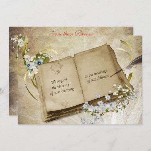 Faire-part de mariage antique (Devant / Derrière)