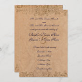 Faire-part de mariage antique de parchemin de (Devant / Derrière)