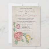 Faire-part de mariage antique de point de croix (Devant)