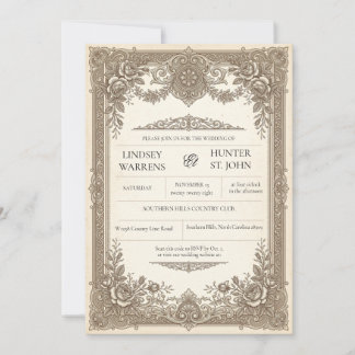 Faire-part de mariage antique vintage
