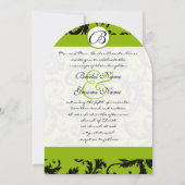 Faire-part de mariage Apple Green Black Damask (Devant)