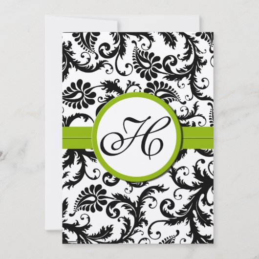 Faire-part de mariage Apple Green Damask Swils (Devant)