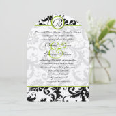 Faire-part de mariage Apple Green Damask Swils (Debout devant)