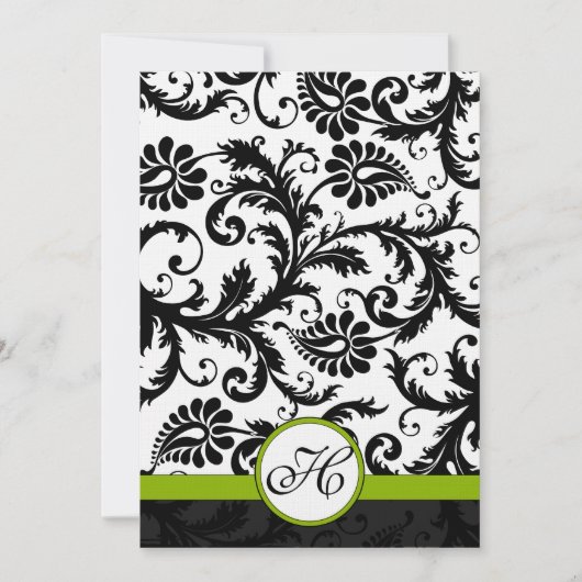 Faire-part de mariage Apple Green Damask Swils (Devant)