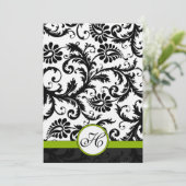 Faire-part de mariage Apple Green Damask Swils (Debout devant)