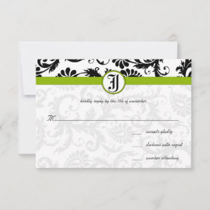 Faire-part de mariage Apple Green Damask Swils